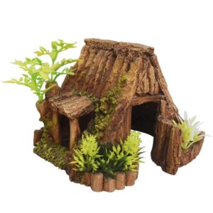 Aqua Ornaments WOODEN CAVE with plants