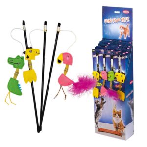 Display 18 stk., Rod zoo animals felt with rattle, with catnip