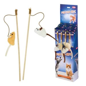Display 16 stk., Rod plush mouse with voice, with catnip