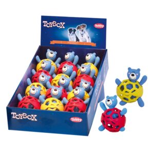 Display, Rubber cage ball with latex bear 12 pcs
