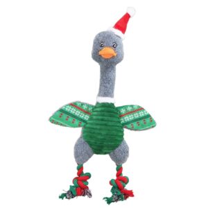 Plush Xmas goose with ropes, 42 cm
