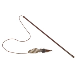 Rod with rattle mouse with feathers