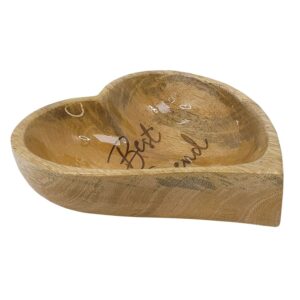 Wooden bowl HEART, anti slip