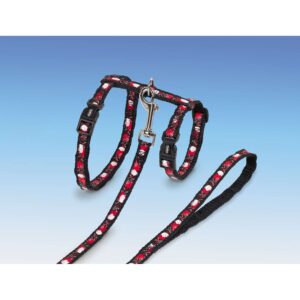 Koppel & sele XL, set till katt , HEART,(13mm)(3)