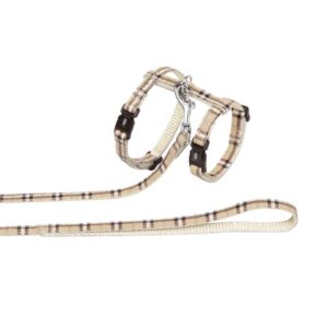 Kattsele m/koppel "Tartan" beige (3)