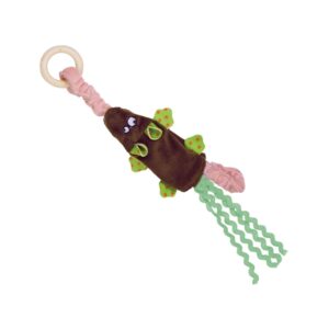 Plush mouse elastic with wooden ring