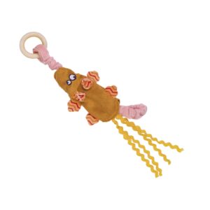 Plush mouse elastic with wooden ring
