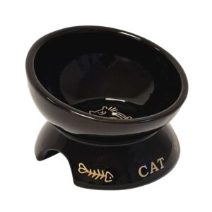 Cat ceramic bowl elevated "GOLDEN CAT", 250 ml