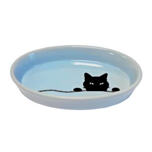 Cat ceramic dish oval "WILSON", Blue, 120 ml