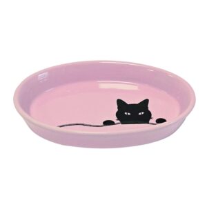 Cat ceramic dish oval "WILSON", Pink, 120 ml