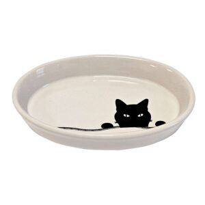 Cat ceramic dish oval "WILSON", Beige, 120 ml